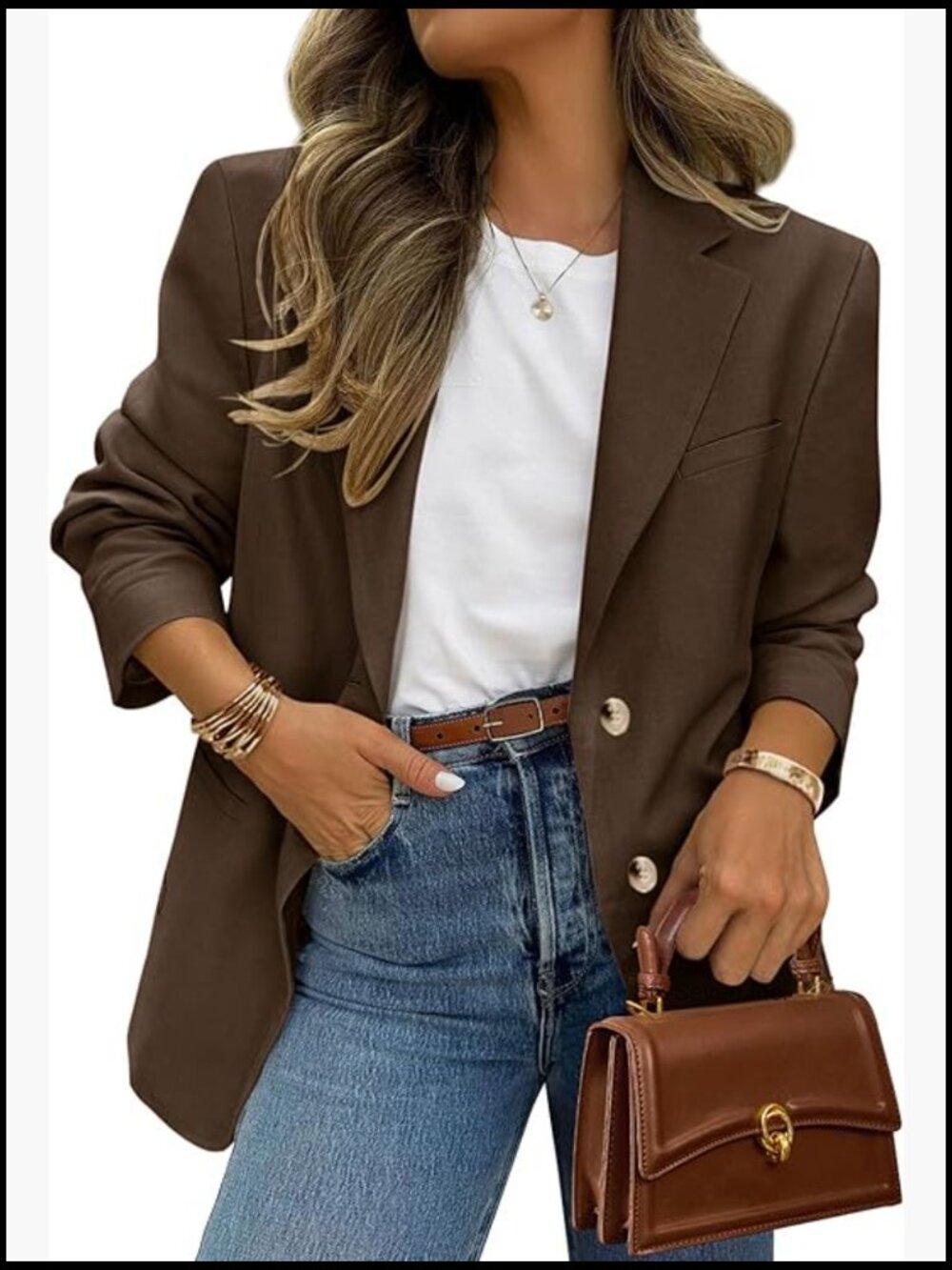 Long Sleeve Lapel Open Front Blazer with Pockets for Business Casual